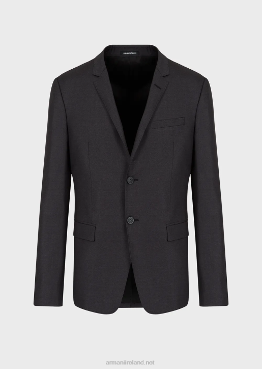 Men 086V1051 Single-Breasted, Worsted Virgin-Wool Jacket Armani Gray