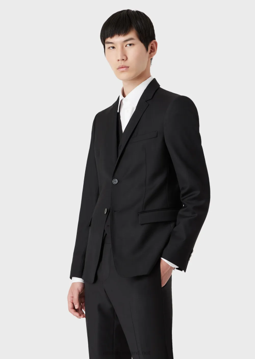 Men 086V1051 Single-Breasted, Worsted Virgin-Wool Jacket Armani Gray