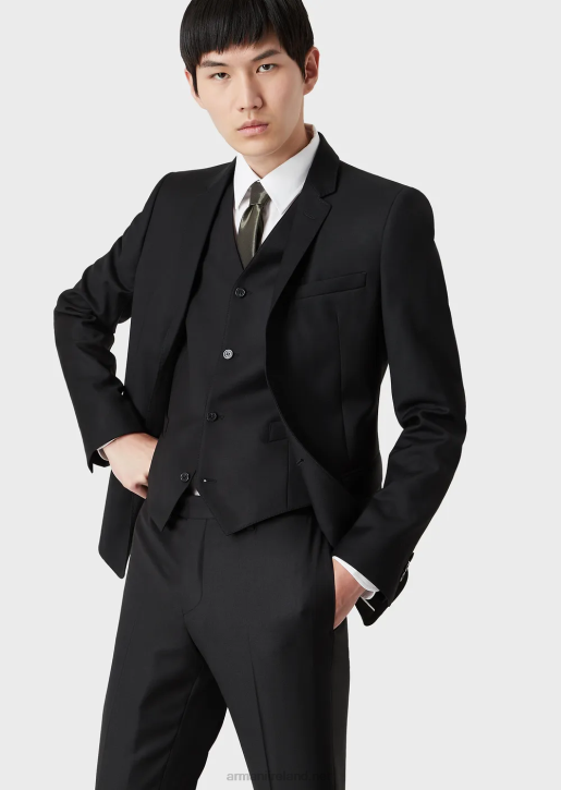 Men 086V1051 Single-Breasted, Worsted Virgin-Wool Jacket Armani Gray