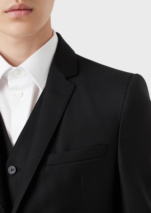 Men 086V1051 Single-Breasted, Worsted Virgin-Wool Jacket Armani Gray