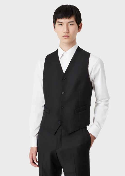 Men 086V1055 Single-Breasted, Worsted Virgin-Wool Gilet Armani