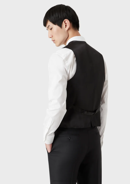 Men 086V1055 Single-Breasted, Worsted Virgin-Wool Gilet Armani