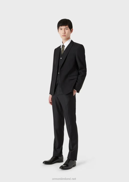 Men 086V1055 Single-Breasted, Worsted Virgin-Wool Gilet Armani