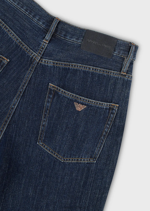 Men 086V1149 J73 Loose-Fit Hemp-Blend Denim Jeans Armani Blue