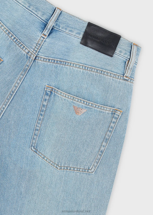 Men 086V1150 J73 Loose-Fit Hemp-Blend Denim Jeans Armani Light Blue