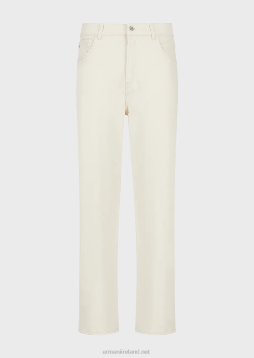 Men 086V1151 J74 Loose-Fit, Soft-Dyed Bull Denim Jeans Armani Milky White