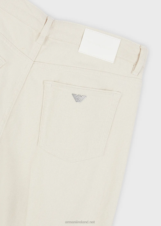 Men 086V1151 J74 Loose-Fit, Soft-Dyed Bull Denim Jeans Armani Milky White