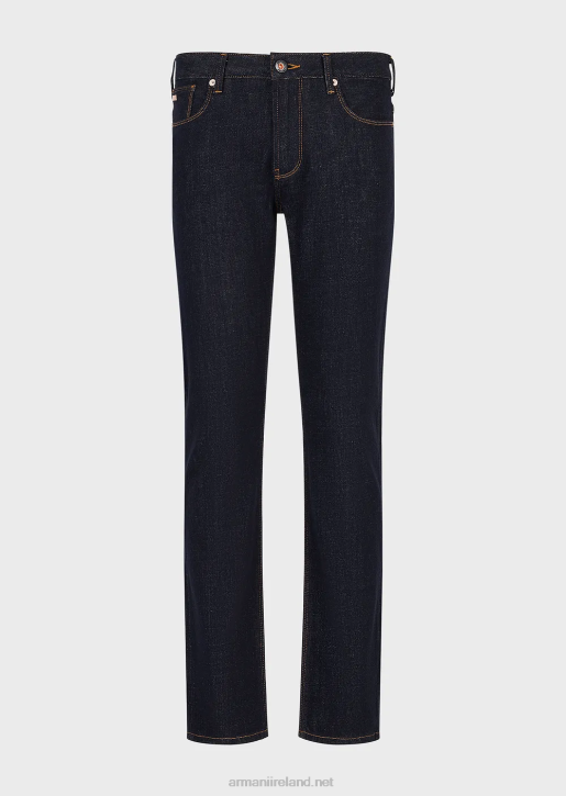 Men 086V1153 J06 Slim-Fit Dark Blue Denim Jeans With Embroidery On The Pocket Armani Blue