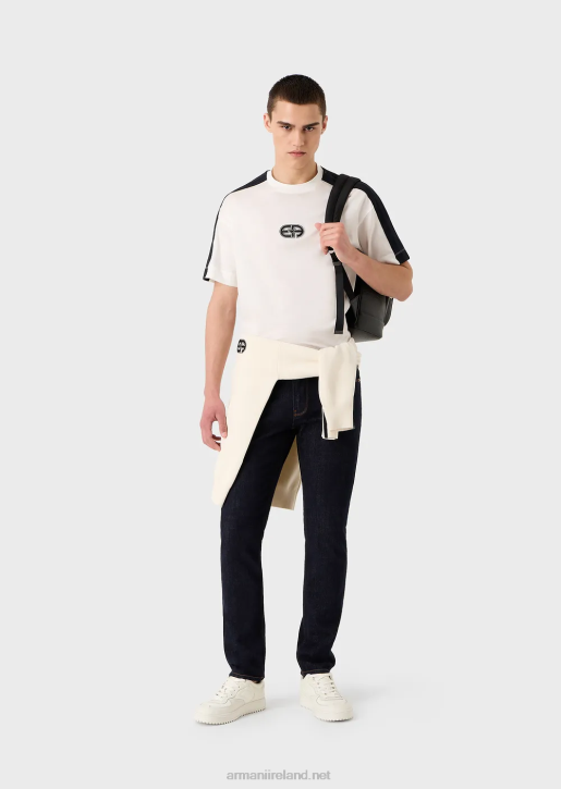 Men 086V1153 J06 Slim-Fit Dark Blue Denim Jeans With Embroidery On The Pocket Armani Blue