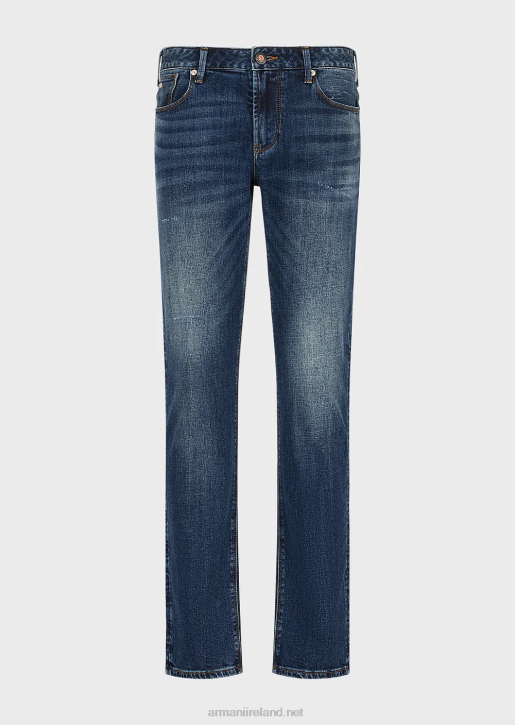 Men 086V1155 J06 Slim-Fit, Worn-Look Comfort-Denim Jeans Armani Medium Blue