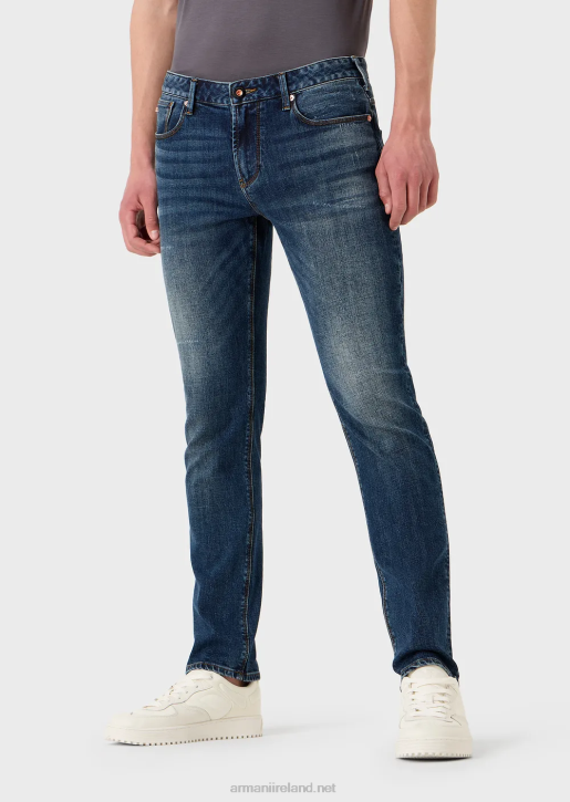 Men 086V1155 J06 Slim-Fit, Worn-Look Comfort-Denim Jeans Armani Medium Blue