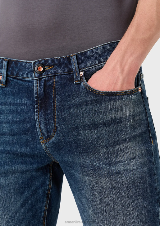 Men 086V1155 J06 Slim-Fit, Worn-Look Comfort-Denim Jeans Armani Medium Blue