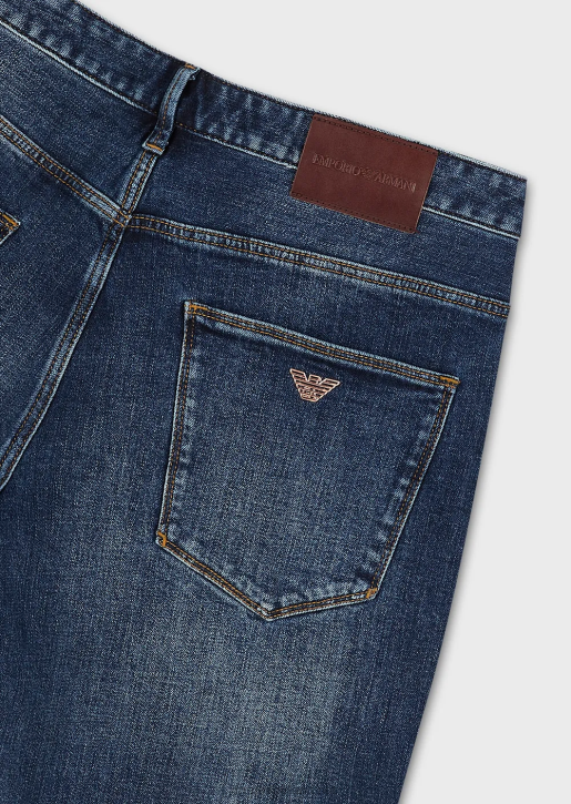Men 086V1155 J06 Slim-Fit, Worn-Look Comfort-Denim Jeans Armani Medium Blue