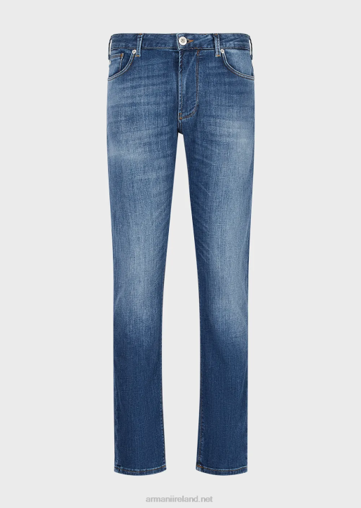 Men 086V1156 J06 Slim-Fit Comfort-Denim Jeans Armani Light Blue
