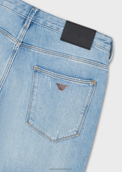 Men 086V1157 J06 Slim-Fit Jeans In Vintage-Look Stretch Denim Armani Light Blue