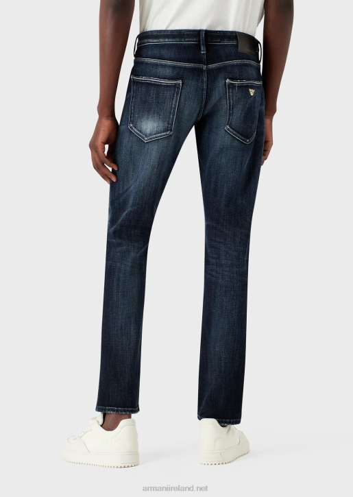 Men 086V1158 J06 Slim-Fit, Ripped Dark Denim Jeans Armani Medium Blue