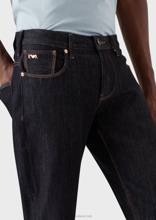 Men 086V1161 J06 Slim-Fit Fake-Knit Denim Jeans Armani Dark Blue