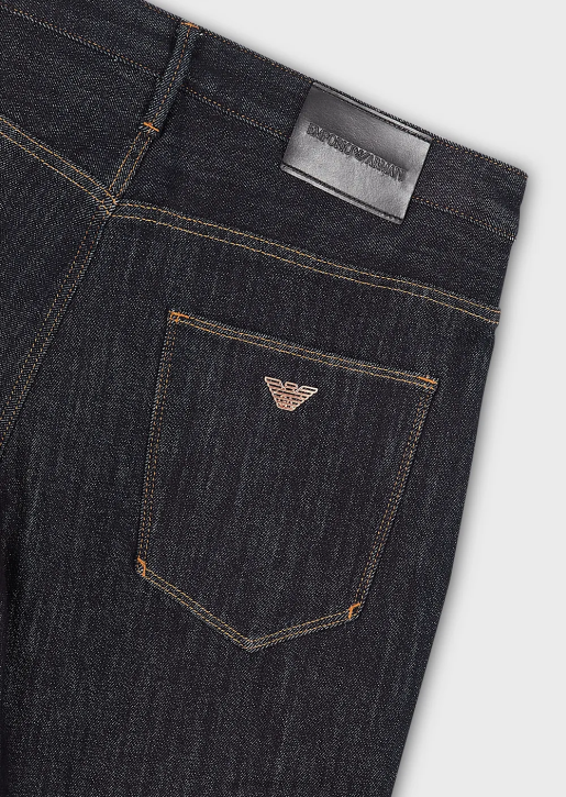 Men 086V1161 J06 Slim-Fit Fake-Knit Denim Jeans Armani Dark Blue