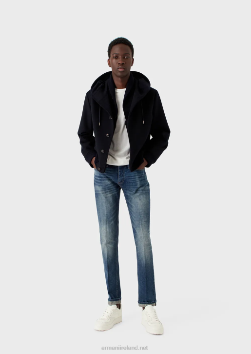 Men 086V1163 J75 Slim-Fit, Vintage-Wash Selvedge Denim Jeans Armani Blue