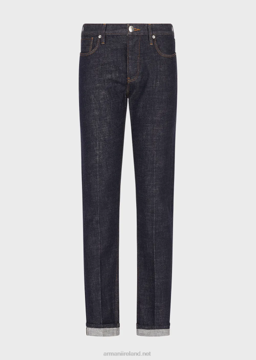 Men 086V1167 J75 Slim-Fit Selvedge Blue Denim Jeans Armani Blue