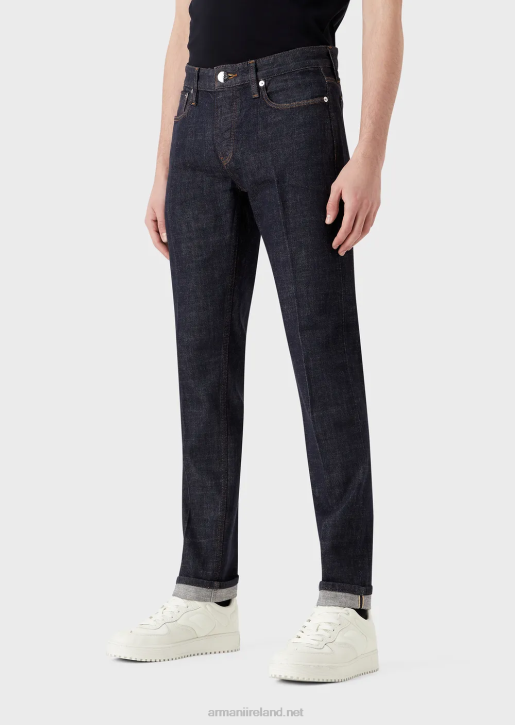 Men 086V1167 J75 Slim-Fit Selvedge Blue Denim Jeans Armani Blue