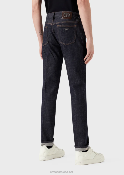 Men 086V1167 J75 Slim-Fit Selvedge Blue Denim Jeans Armani Blue