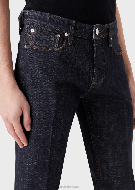 Men 086V1167 J75 Slim-Fit Selvedge Blue Denim Jeans Armani Blue