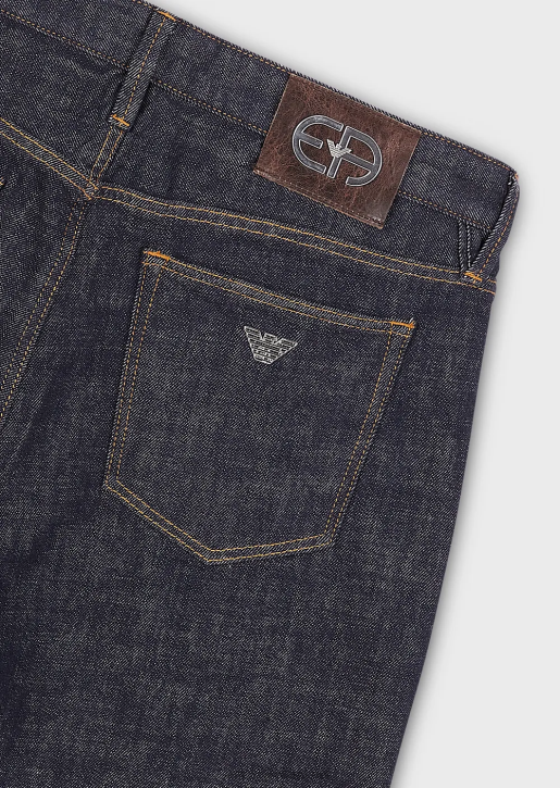Men 086V1167 J75 Slim-Fit Selvedge Blue Denim Jeans Armani Blue