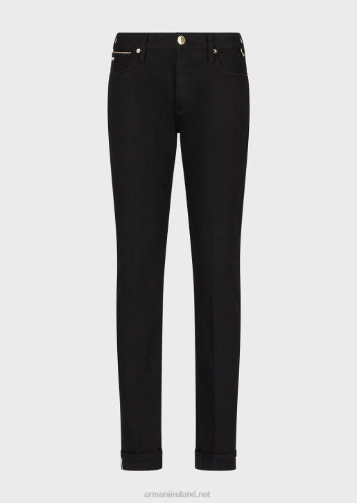 Men 086V1168 J75 Slim-Fit Jeans With Gold Details Armani Black