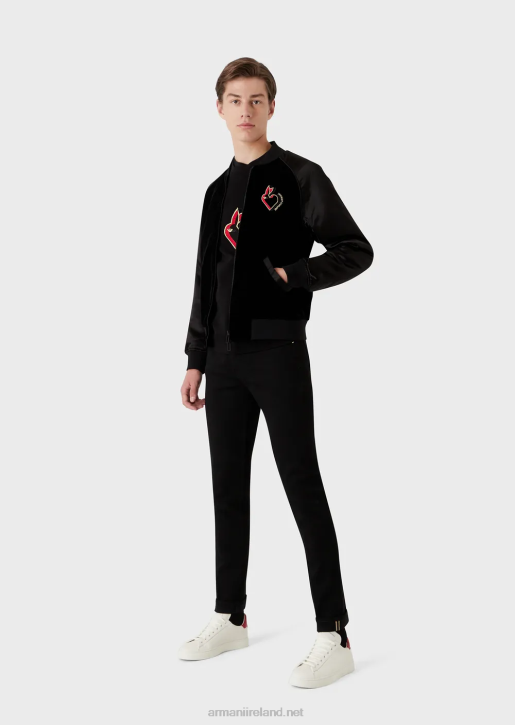 Men 086V1168 J75 Slim-Fit Jeans With Gold Details Armani Black