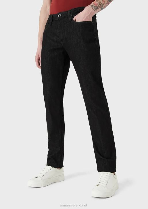 Men 086V1169 J75 Slim-Fit, Dark-Blue Rinse Denim Jeans Armani Black