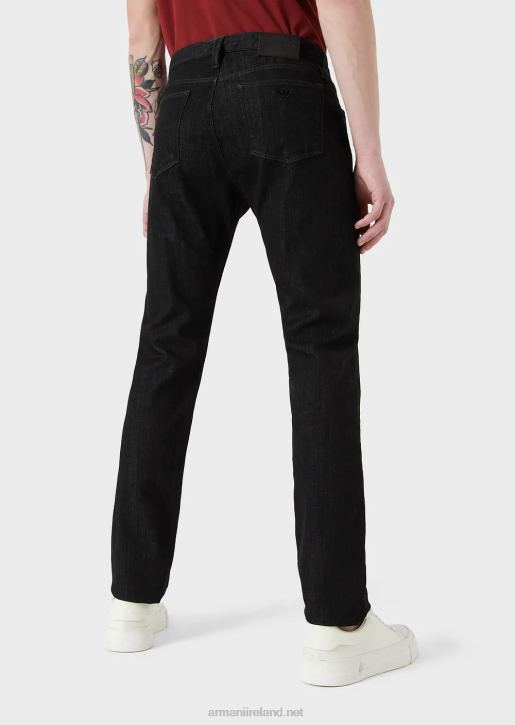 Men 086V1169 J75 Slim-Fit, Dark-Blue Rinse Denim Jeans Armani Black