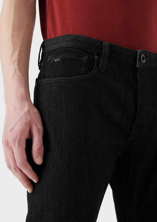 Men 086V1169 J75 Slim-Fit, Dark-Blue Rinse Denim Jeans Armani Black
