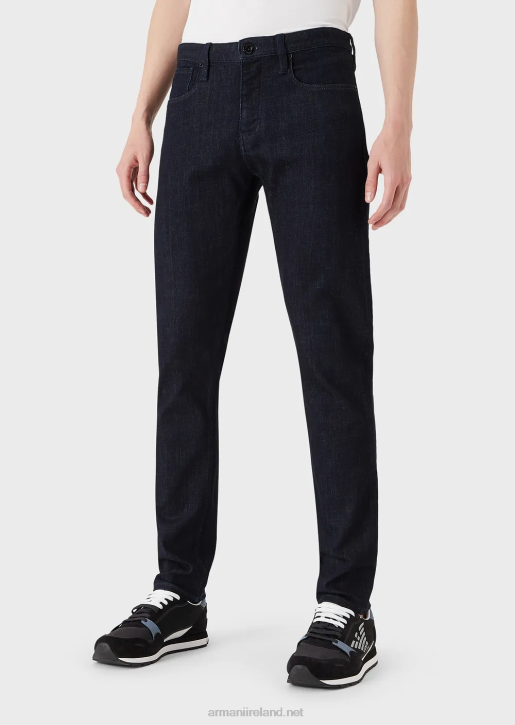 Men 086V1170 J75 Slim-Fit, Dark-Blue Rinse Denim Jeans Armani Navy Blue