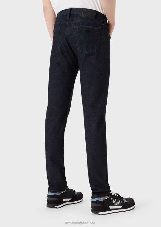 Men 086V1170 J75 Slim-Fit, Dark-Blue Rinse Denim Jeans Armani Navy Blue