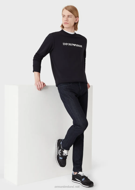 Men 086V1170 J75 Slim-Fit, Dark-Blue Rinse Denim Jeans Armani Navy Blue