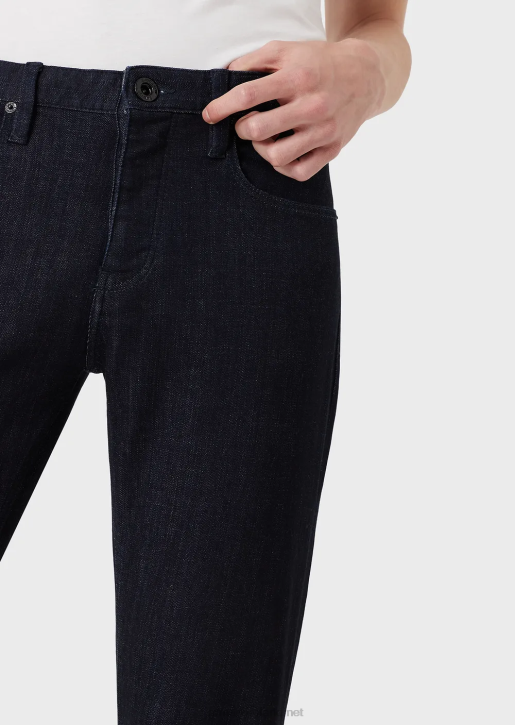 Men 086V1170 J75 Slim-Fit, Dark-Blue Rinse Denim Jeans Armani Navy Blue