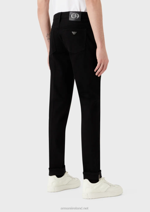 Men 086V1171 J75 Slim-Fit, Selvedge Black Denim Jeans Armani Black