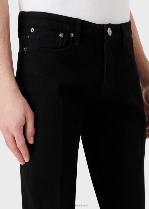 Men 086V1171 J75 Slim-Fit, Selvedge Black Denim Jeans Armani Black