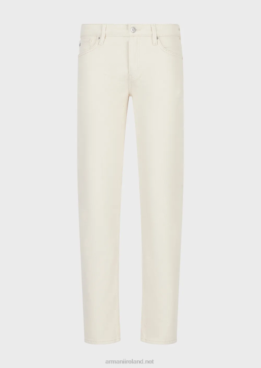 Men 086V1172 J75 Slim-Fit, Soft-Dyed, Bull-Denim Jeans Armani Milky White
