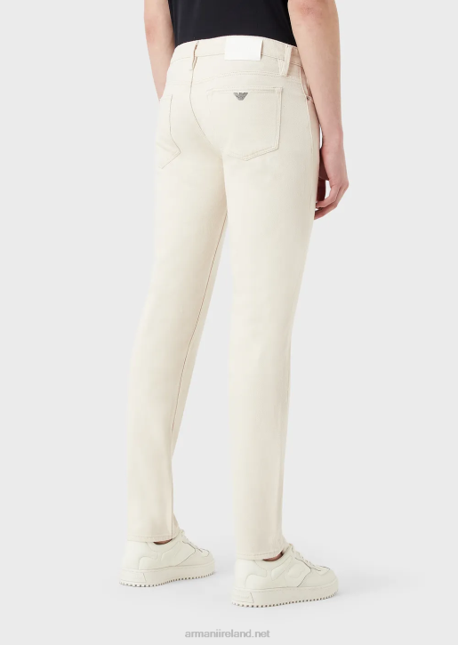 Men 086V1172 J75 Slim-Fit, Soft-Dyed, Bull-Denim Jeans Armani Milky White