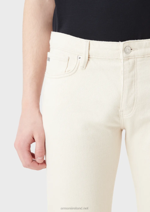 Men 086V1172 J75 Slim-Fit, Soft-Dyed, Bull-Denim Jeans Armani Milky White