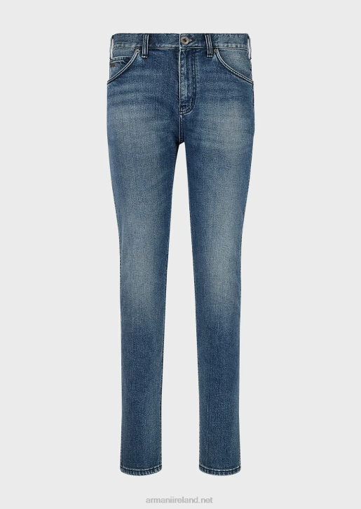 Men 086V1173 J16 Slim-Fit, Stone-Washed, Vintage-Look, Denim Jeans Armani Medium Blue