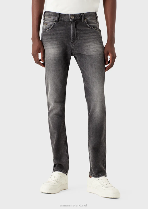 Men 086V1174 J16 Slim-Fit, Stone-Washed, Vintage-Look, Denim Jeans Armani Gray