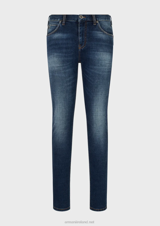 Men 086V1175 J16 Slim-Fit, Vintage-Look Denim Jeans Armani Medium Blue
