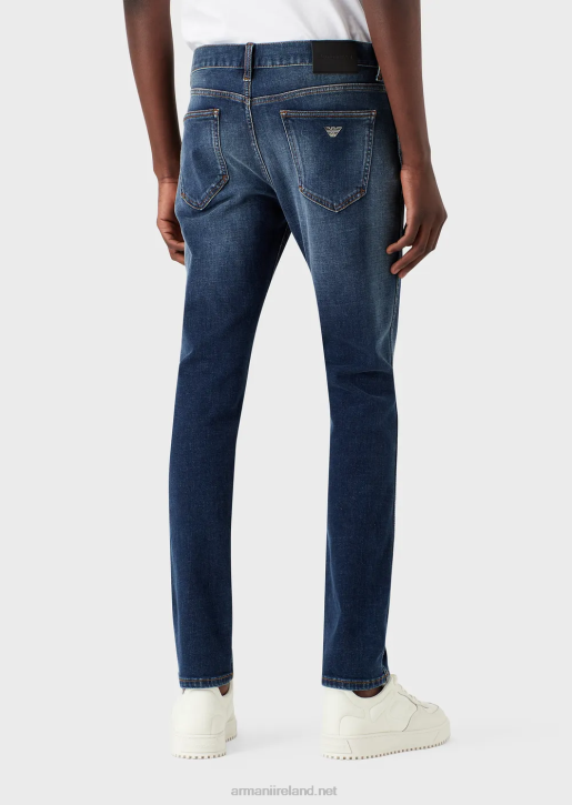 Men 086V1175 J16 Slim-Fit, Vintage-Look Denim Jeans Armani Medium Blue