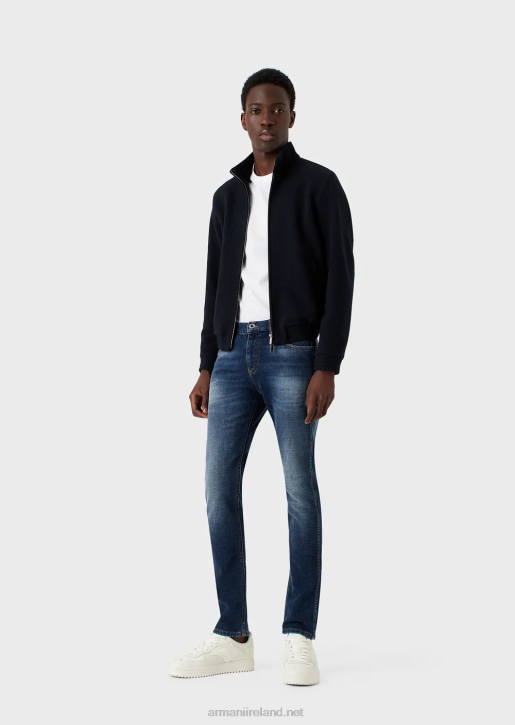 Men 086V1175 J16 Slim-Fit, Vintage-Look Denim Jeans Armani Medium Blue