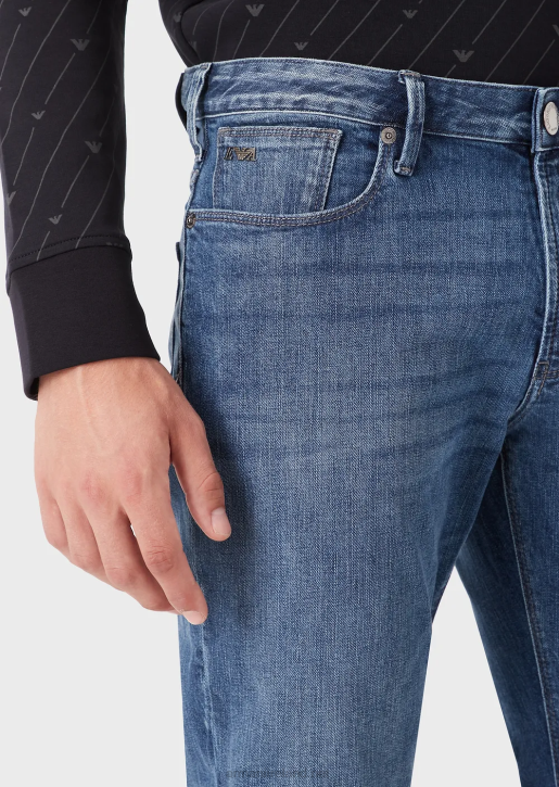 Men 086V1180 J06 Slim-Fit, Twill-Melange Jeans In Comfort Denim Armani Denim