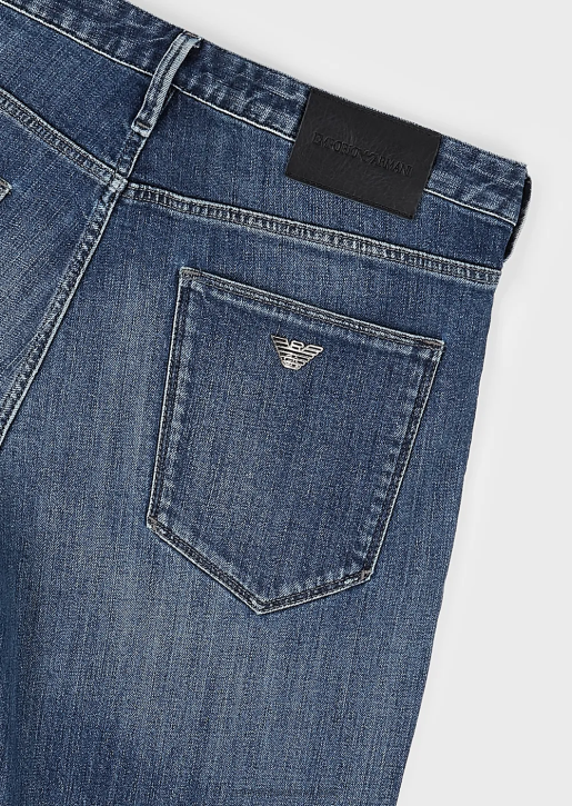 Men 086V1180 J06 Slim-Fit, Twill-Melange Jeans In Comfort Denim Armani Denim