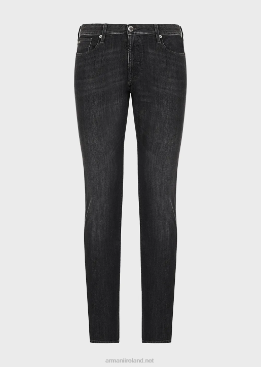 Men 086V1181 J06 Slim-Fit, Twill-Melange Jeans In Comfort Denim Armani Black